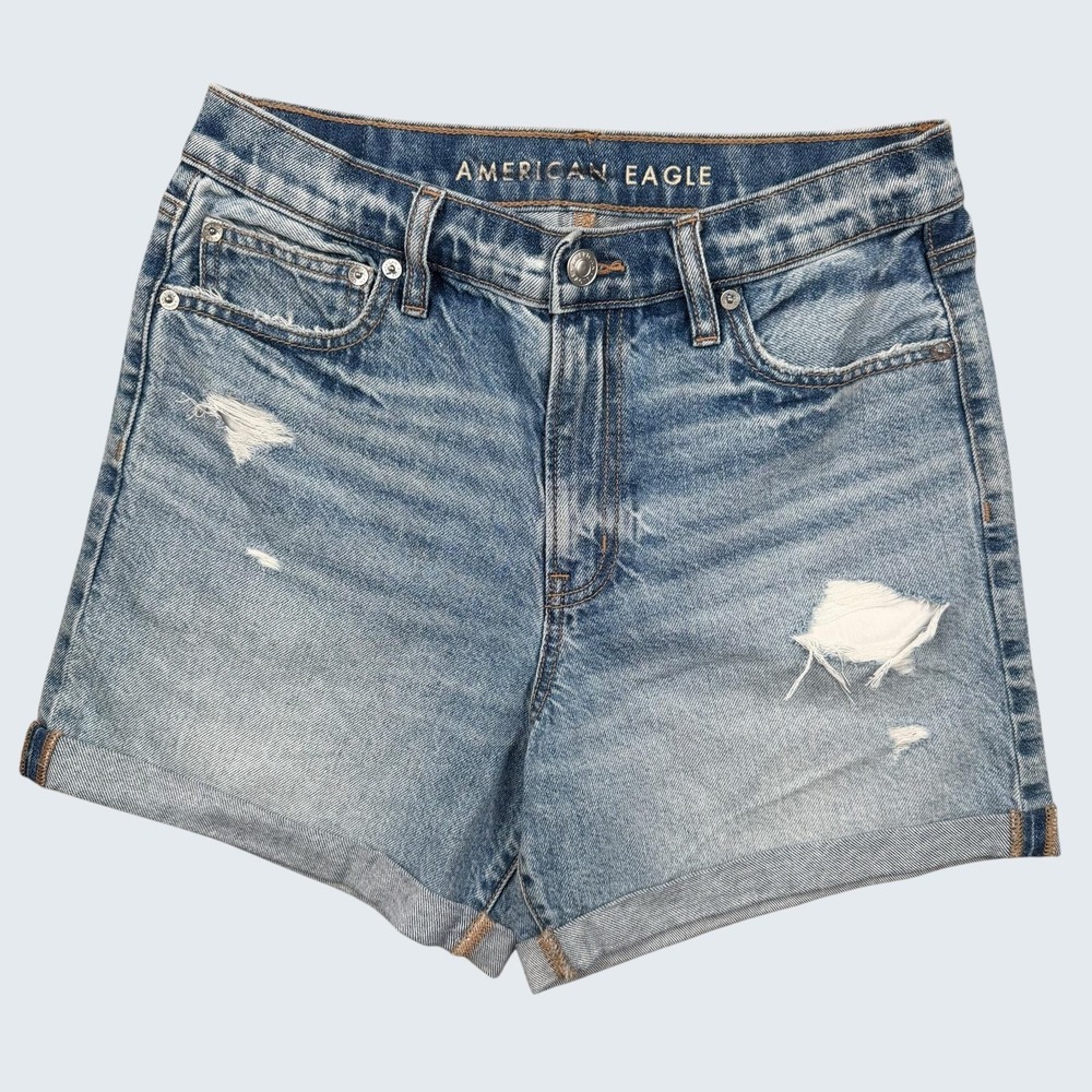 American Eagle Outfitters Shorts Womens 28‎ Blue Distressed Cutoff Denim Cuffed